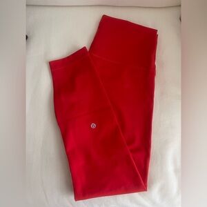 lululemon athletica Red Wunder Train High Rise Tight Leggings